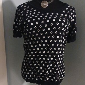 Short-Sleeeve Polka Dot Sweater